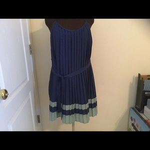 City Studio Blue with green accent pleated dress